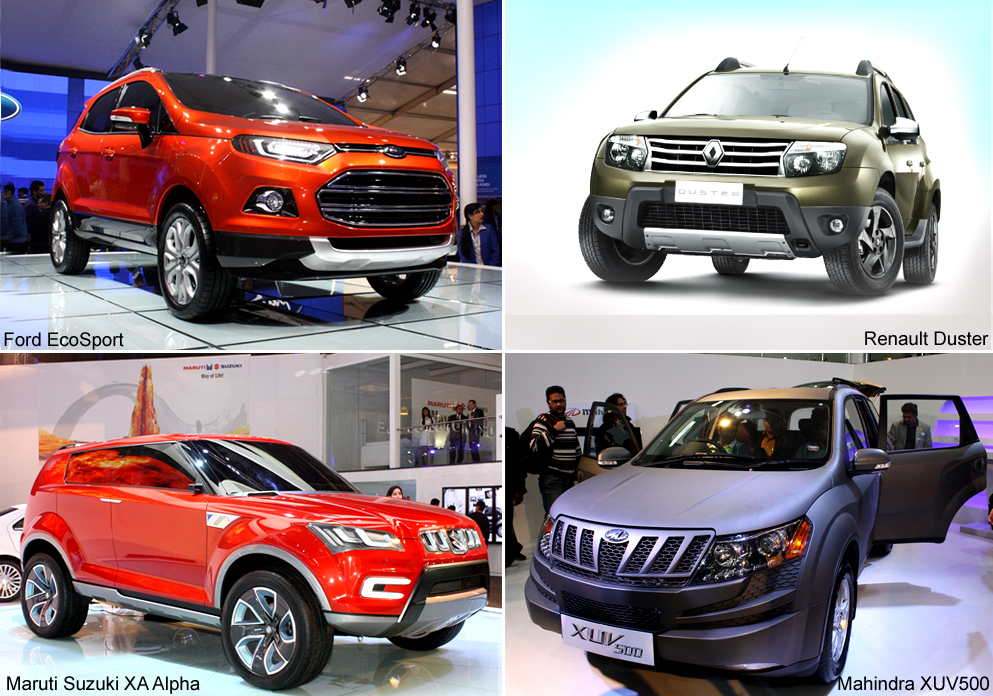 Ford EcoSport , Renault Duster, Maruti Suzuki XA Alpha, Mahindra XUV500